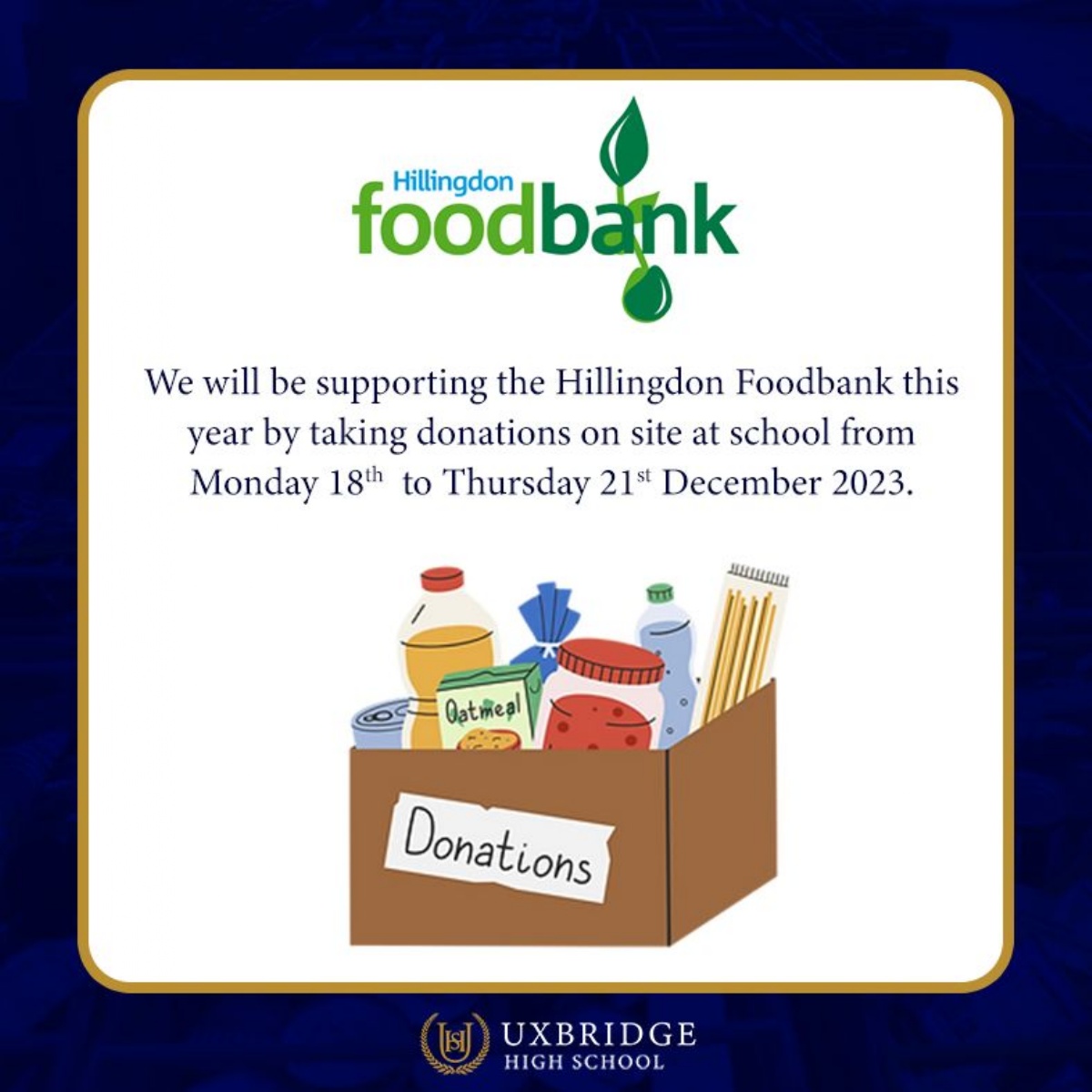 Uxbridge High School Hillingdon Foodbank